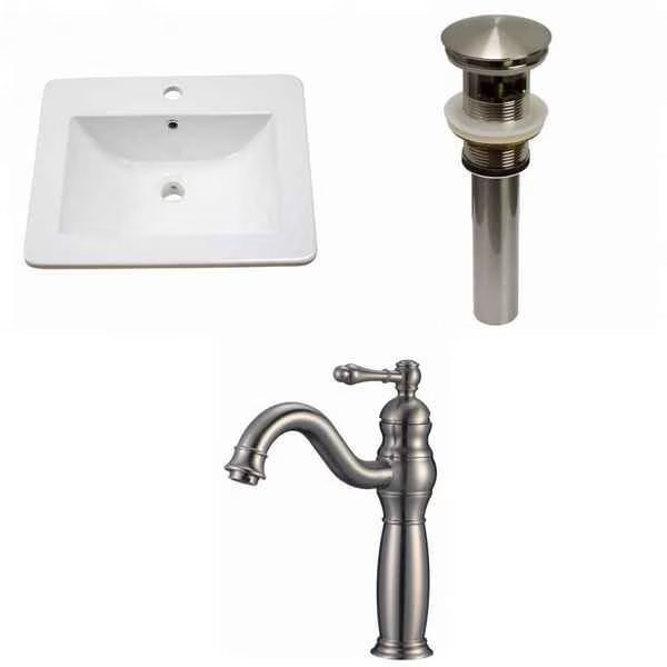 21-in. W 1 Hole Ceramic Top Set In White Color - Overflow Drain Incl., American Imaginations, Mfr#: AI-29887